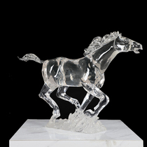 Ma to Gongcheng Blessing Transparent Resin Modern Pendulum Hotel Lobby Genguan Decoration Sculpture Floor Artwork