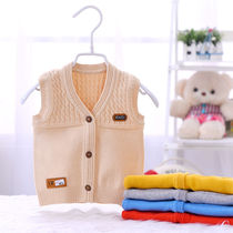 Pure Hand Woven Children Sweater Vest Woman Spring Autumn Baby Cardio-shirt Pure Cotton Baby Waistcoat Male And Female Kampa Shoulder