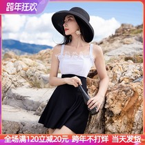 Swimwear women Summer conservative one-piece dress black and white suspenders lace fashion holiday steel support hot spring thin womens swimwear