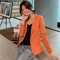 2021 spring new Korean slim long sleeve one button small blazer women short OL fashion suit top