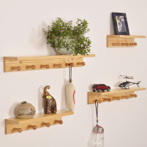 Solid wood entrance coat rack living room background wall meat decorative shelf bathroom shelf wall hanging hook