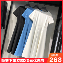 MRMW2020 spring and summer new round neck short sleeve loose dress female temperament slim slim long A- line dress