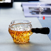 Glass male cup Fair cup with handle side handle Single high-end heat-resistant tea splitter Tea sea brewing tea Tea set Tea cup