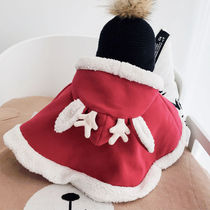 Autumn and winter clothes plus velvet thickened baby cloak windproof baby going out cloak newborn male warm shawl coat female