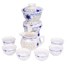 Lazy tea maker automatic kung fu tea set ceramic home Tea long blue and white porcelain creative teapot tea cup lid set