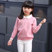 Childrens autumn clothes 2020 new girl shirt collar sweater 8 pink 11 years 5 little girl 3 Yangqi knit clothesline