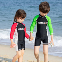 Childrens child swimsuit girl baby Han version boy conjoined Long sleeves CUHK child professional training sunscreen speed dry