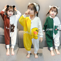 Baby and young children in spring and autumn cute clothes thin long sleeve boys and girls pyjamas 12 year old baby cotton hackjacket