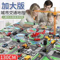 Simulation alloy car set toy engineering childrens boy transport parking lot city model crane