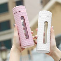 Tea water separation tea cup womens double-layer glass portable simple net red ins wind filter drinking cup men