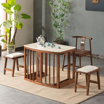 New Chinese style solid wood Kung Fu tea table and chair combination balcony Golden autumn sandalwood Zen home Caiyun Jade small bubble tea table