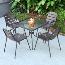 Small coffee table three-piece outdoor table and chair courtyard outdoor leisure table and chair combination bedroom balcony small table and chair iron art