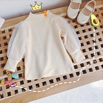 Childrens clothing girl hit undershirt Korean version foreign air T-shirt long sleeve baby lantern sleeves lace blouse princess 100 hitch