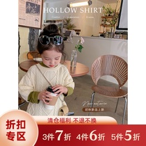 Orange childrens sweater Autumn New Korean version of milky white cotton short sleeve stacked knitted twist sweater