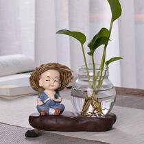 Flower Arrangement Personality Glass Small Monk Ceramic Pendulum Pieces Flower Screen Living-room Decorations Home Swing Mini Vase Creativity