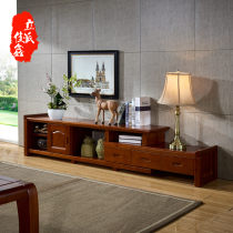 Jiaxin Chinese Cypress TV cabinet combination living room locker Full solid wood retractable TV cabinet five packs to home