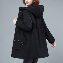 韩版连帽派克服女中长款冬装时尚宽松休闲中年女装妈妈棉衣棉服潮