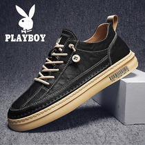Floral Playboy mens shoes Summer casual leather shoes Breathable Thin one foot pedal flat bottom plate Shoe Mens Inn Business Positive Dress