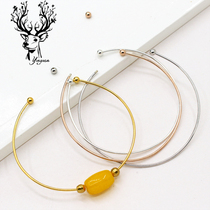 S925 sterling silver screw hand ring DIY handmade jewelry accessories buckle beaded bracelet Passepartout open bracelet