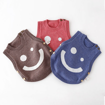 Baby vest spring and autumn thin foreign-style female baby knitted vest