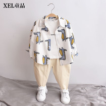 Childrens shirt Boys long-sleeved baby top 2020 new spring childrens clothing cotton and linen white shirt breathable foreign style
