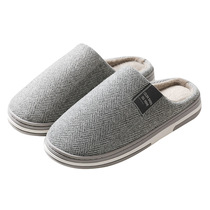 Autumn and winter cotton slippers thick-soled men wear home indoor warm non-slip soft-soled large size home slippers winter