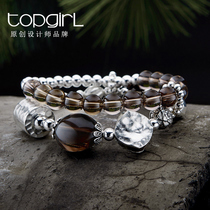 TOPGIRL Original Handmade Natural Tea Crystal Bracelet Women Silver Accessories Hand Strings Temperament Brief Jewelry Girl Gifts