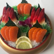 Simulation salmon sashimi platter model fake arctic shellfish model