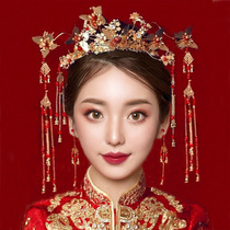 2020 new Xiuhe antique bride Chinese tassel hair hoop phoenix crown earrings wedding simple beautiful clothes headdress