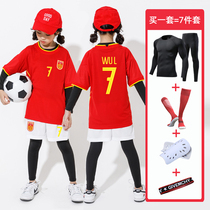 Childrens Chinese team Jersey Boys and Girls competition training Football clothes national football No. 10 Zheng Zhi football suit suit