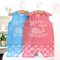 2014 Summer new boy girls baby envelope collar shoulder clasp vest climbing to the whales section