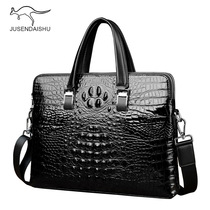 2021 new mens business laptop bag crocodile textured mens and American fashion trends single shoulder inclined cross-pack bag