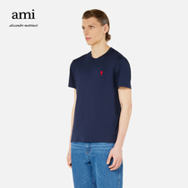 ( New Year's gift )AMI Men's Classic Caring Cotton Embroidery Leisure Set Round Pocket T-shirt