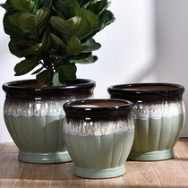 ? Flower pot ceramic living room floor oversized species rich tree high Basin outdoor happiness tree Iron Tree big flower pot swing