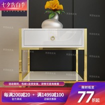 Light luxury stainless steel gold-plated bedside table postmodern light luxury simple side table creative paint side cabinet Mini small coffee table