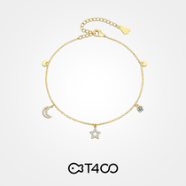 T400 niche design star Moon anklet female 2021 New Tide gold sterling silver Non-fading foot chain ankle jewelry