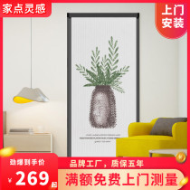 Youshiman ins wind folding telescopic sliding door Indoor push-pull partition Invisible cloakroom door living room kitchen customization