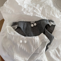 THREEPIG Korean style girl simple snowflake cute hair ball low waist triangle underwear cotton breathable underwear