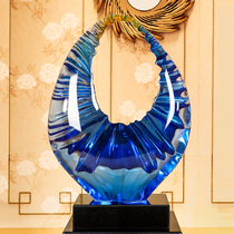 Round blue ornaments Synthetic resin sculpture abstract ornaments Hotel lobby lobby model room decoration desktop