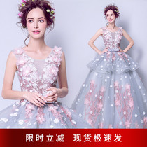 Alice Fairy Flowers Princess Bridal Bride Wedding Dress Gown Toast to Grey Art Exam 2352