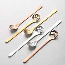 INS Wind 304 Stainless Steel Creative Coffee Spoon Home Shake Sound Mesh Red Cat Claw Spoon Sweet Spoon Stir Spoon