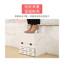 Dresser Cosmetic Storage Box Solid Wood Large Capacity Covered Dust Resistant with mirror drawer Desktop containing box finishing cabinet