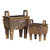 Juyuange Pavilion Brass Dragon Fang Sifang incense Burner Home Vintage Nostalgic Baoding Home Craft Gifts