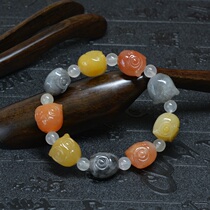 16# Natural Xinjiang Gobi jade bracelet owl color color jade original stone hand