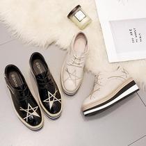 Hong Kong Tides Truffle Shoes Womens Thick Bottom 2022 New Autumn 100 Hitch Height Increased Korean Version Infinn Square Head Lacing Single Shoes