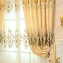 European custom luxury modern simple high-grade embroidered curtain cloth Gauze curtain Luxury villa living room bedroom finished product