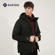 RAPIDO thunder road winter mens light and simple stitching sports regular short thick down jacket jacket