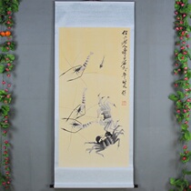 New Chinese style framed calligraphy and calligraphy Chinese rural foyer Imitation Ancient Make old decoration Zhang Daqian shrimp