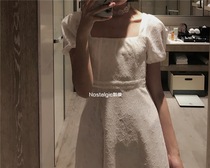 Nostalgic is a long - paid waist - collar dress for the fantastic white bubble cuff retro lace