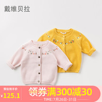 David Bella Girls cotton knitwear Autumn new thread Childrens baby sweater cardigan base shirt foreign style